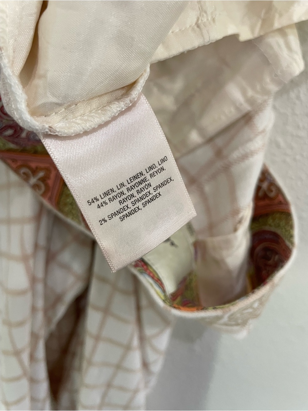 Anthropologie Wide Leg Linen Blend Pants Embroidered Cropped Boho Neutral - Picture 7 of 8